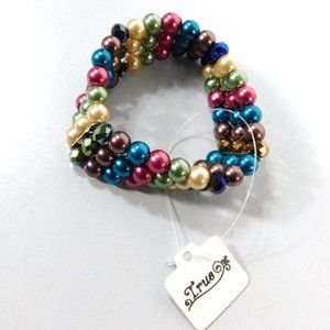 Triple Strand Multi Color Stretch Beaded Bracelet TRUE Lead Compliant